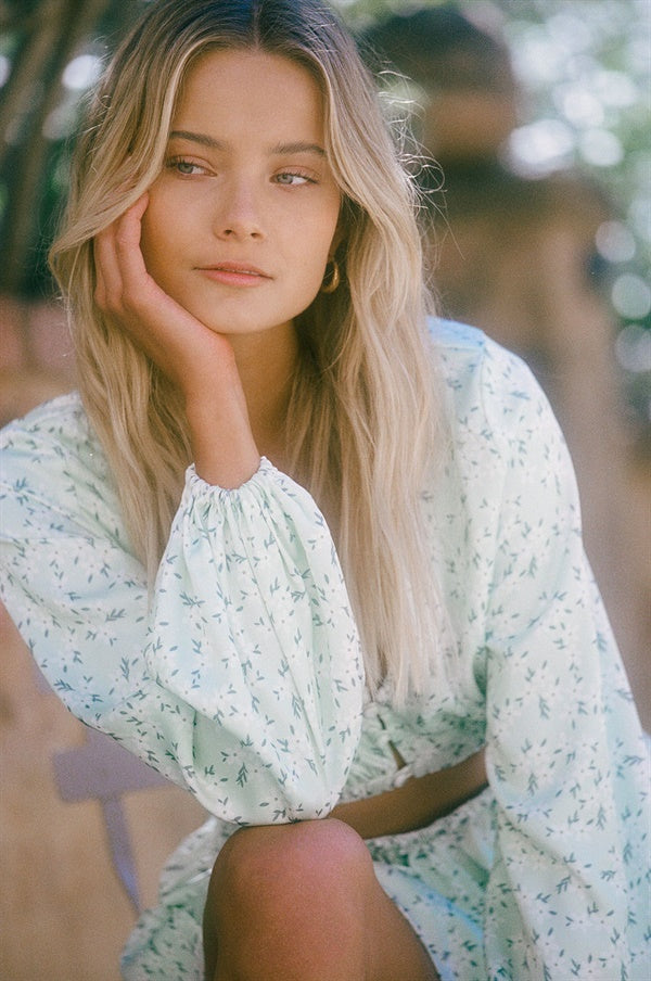 Exclusive Tuscan Vine Floral Print Silky Green Jayna Playsuit