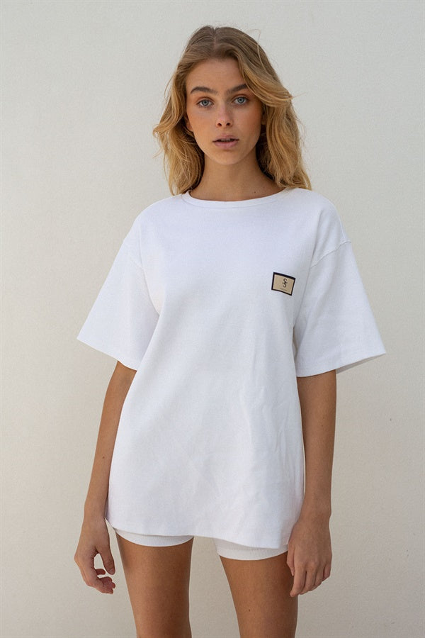 Stunning Off-White Oversized Natural Cotton Ribbed Max Top