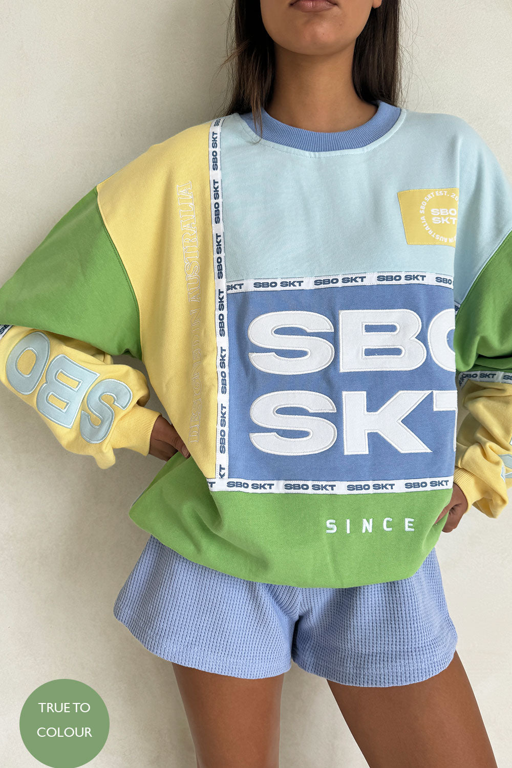 Uni - sex Oversized Vintage Hourglass Sweater in Blue, Yellow and Green