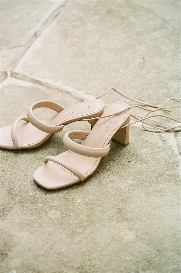 Unique Tan Strappy Asteria Heels - One-of-a-Kind Sample
