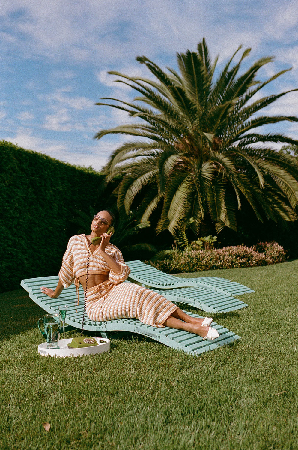 Vintage-Inspired Off-White Knit Women's Top with Contrast Tan Stripes