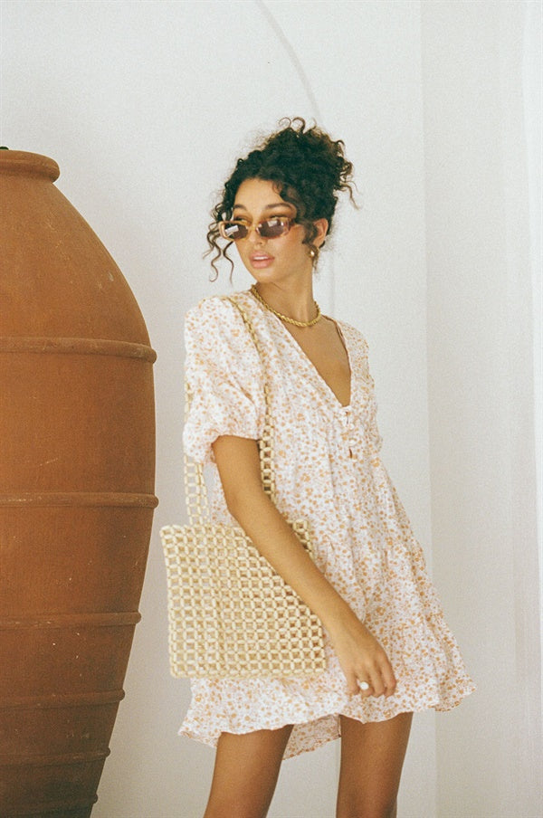 Stylish Orange Floral Leyah Women's Summer Dress