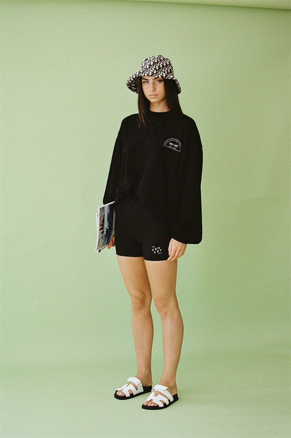 Stylish Black Luxor Cotton Sweater with Embroidered Logos