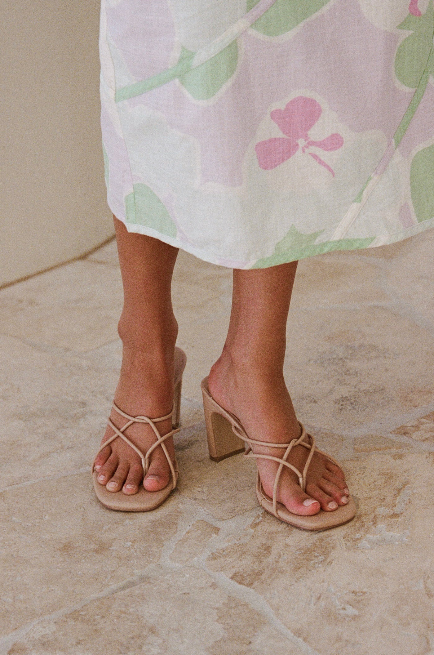 Sabo Exclusively Designed Lena Tan Open Square Toe Mule Shoes