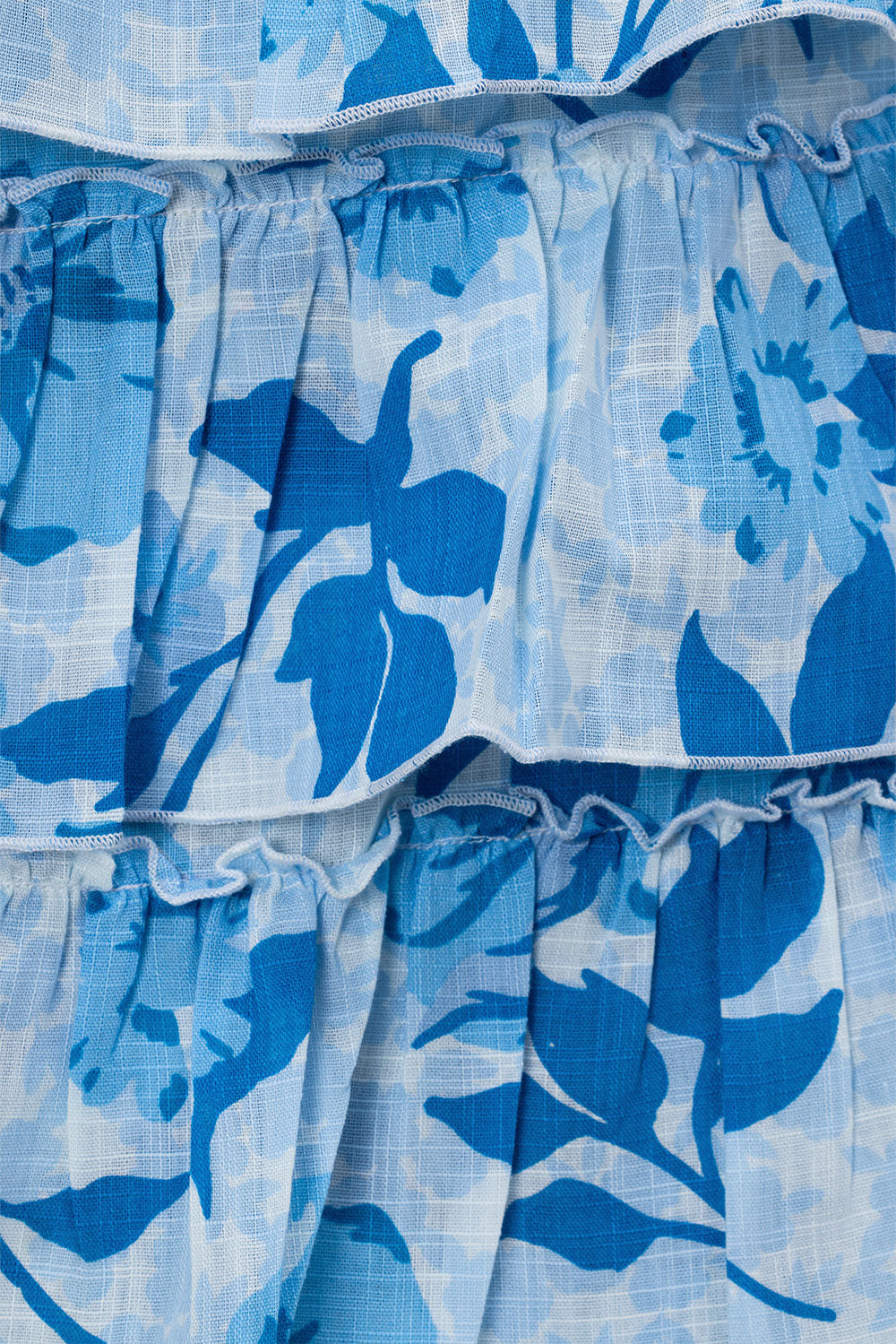 Stylish Emilia Asymmetric Women's Dress with Azure Flora Print