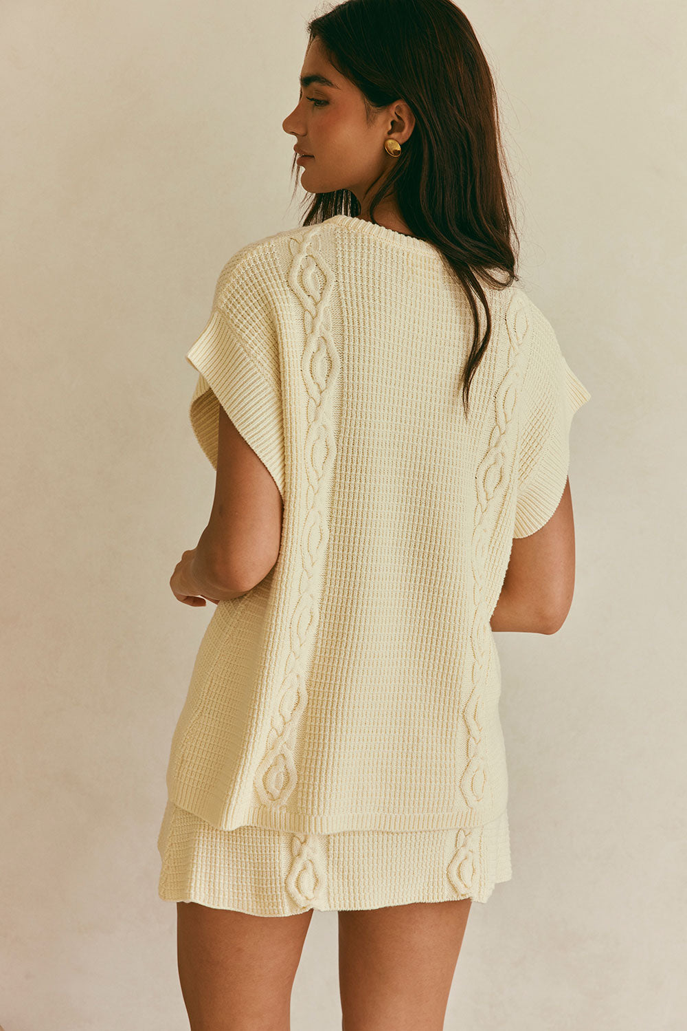 Elegant Cream-Colored High-Waisted Cotton Blend Nevaeh Skirt