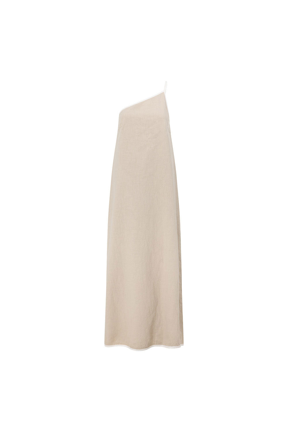 Elegant One-Shoulder Jayden Maxi Dress in Natural Linen