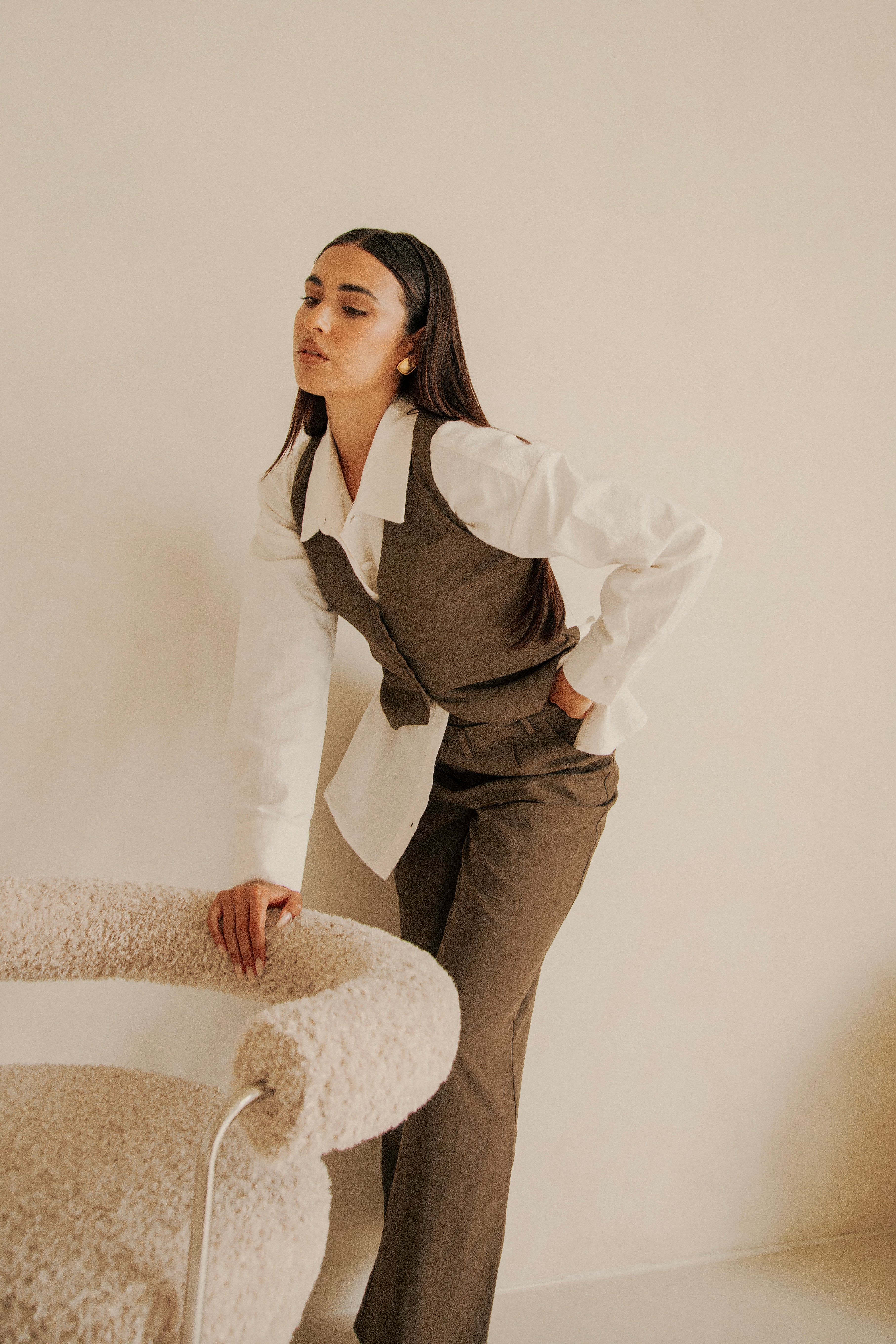 Chocolate - Colored Luxury Remi Suiting Pants for Fashionable Wear