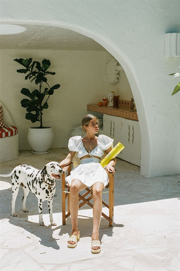 Exquisite Off - white Natural Embroidered Cotton Alika Dress from The Artist Collection