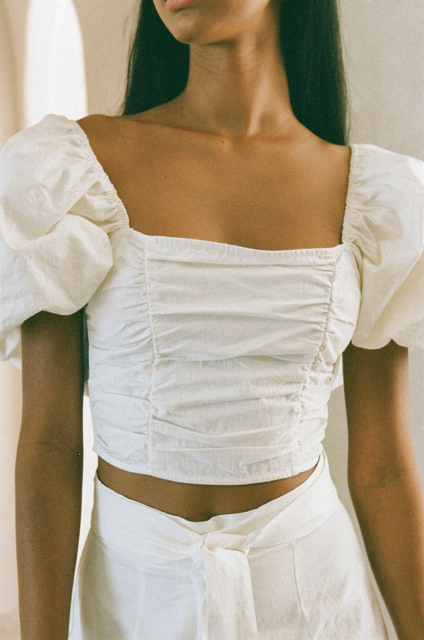 Exclusive Off - White Structured Natural Cotton Amari Top