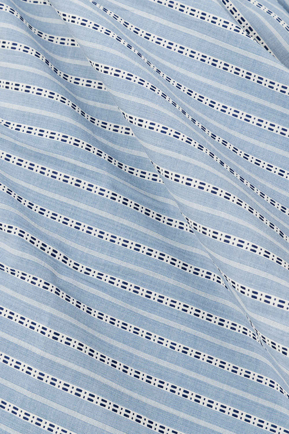 Summer Blue Cotton Blend Women's Mina Top with White Stripes
