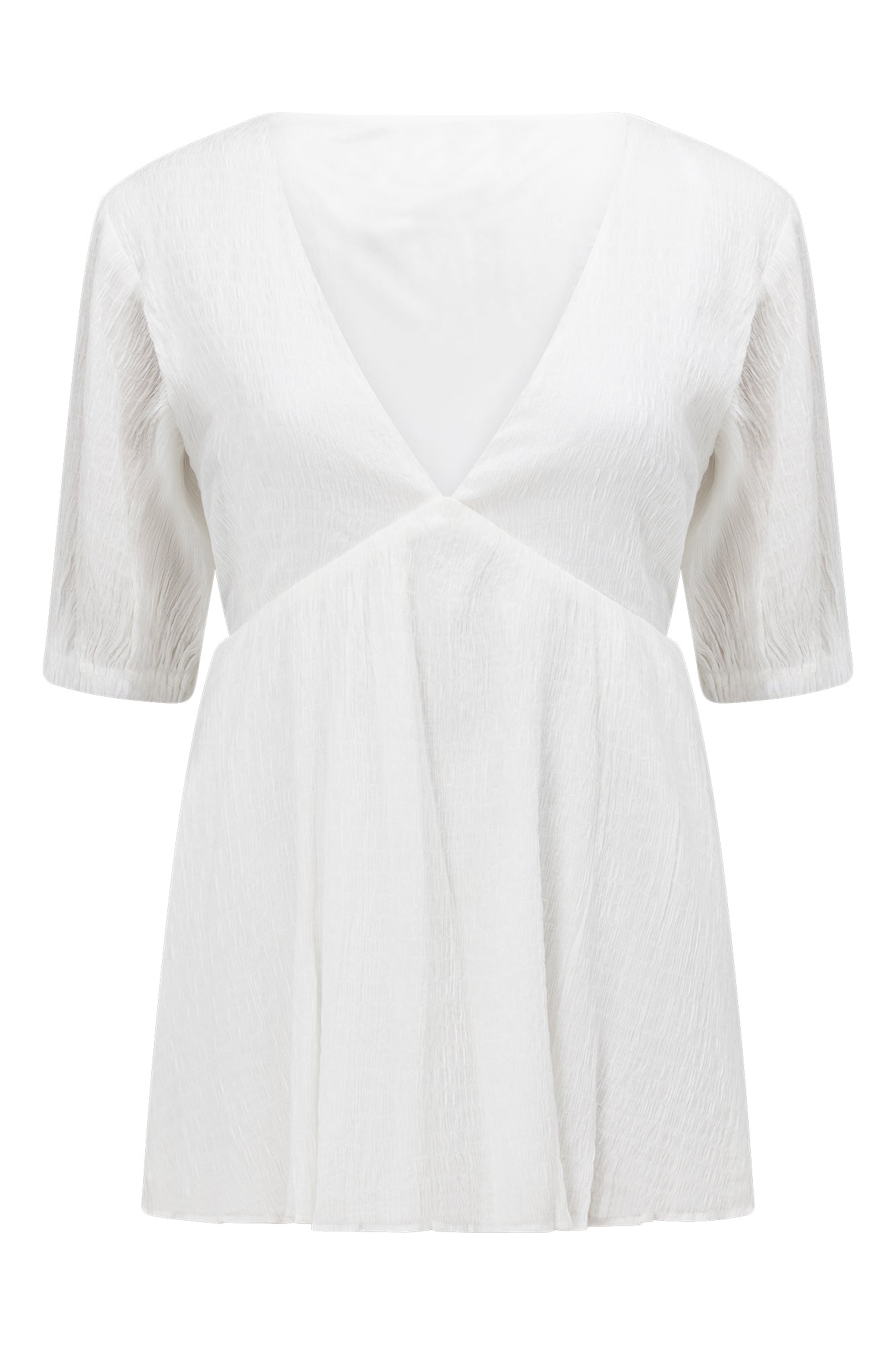 Sabo's Exclusive White Lightweight Textured Crepe Journee Top