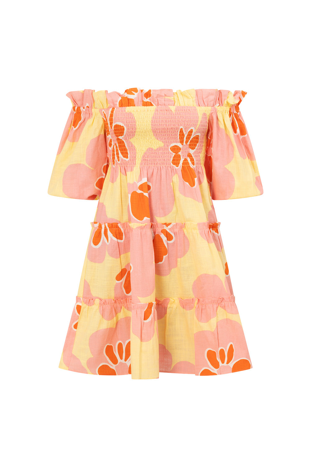 Exclusive Jaia Women's Off - Shoulder Mini Dress with Hana Yellow Print