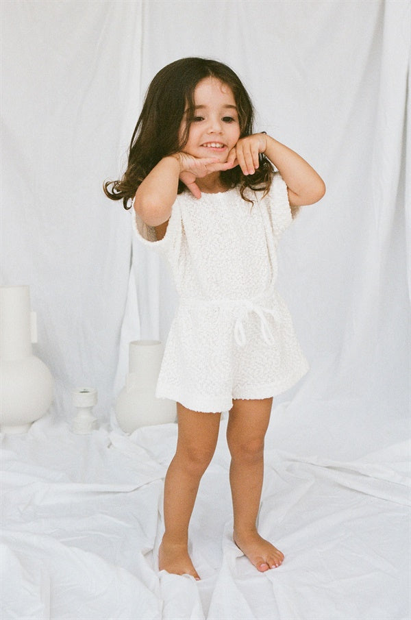 East Mini White Cloud-themed Soft Textured Playsuit for Playtime