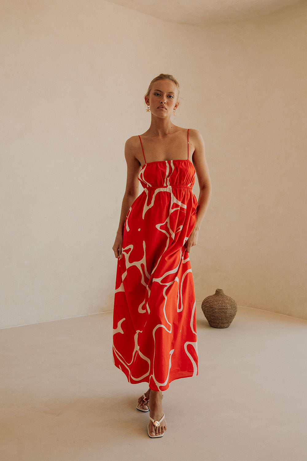 Catie Women's Christmas Maxi Dress in Striking Evoke Red
