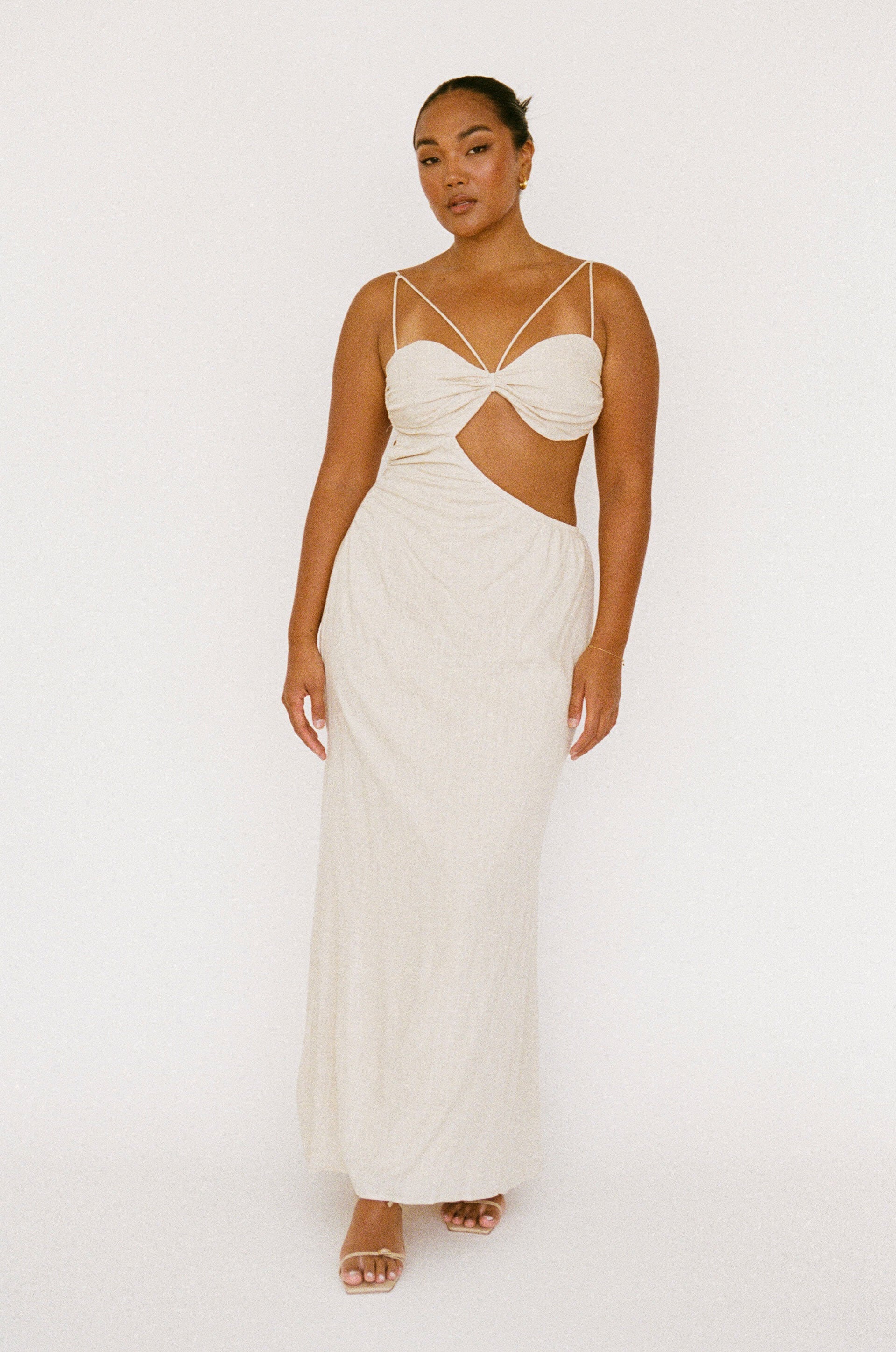 Stylish Cream-Hued Natural Cotton Hope Women's Dress