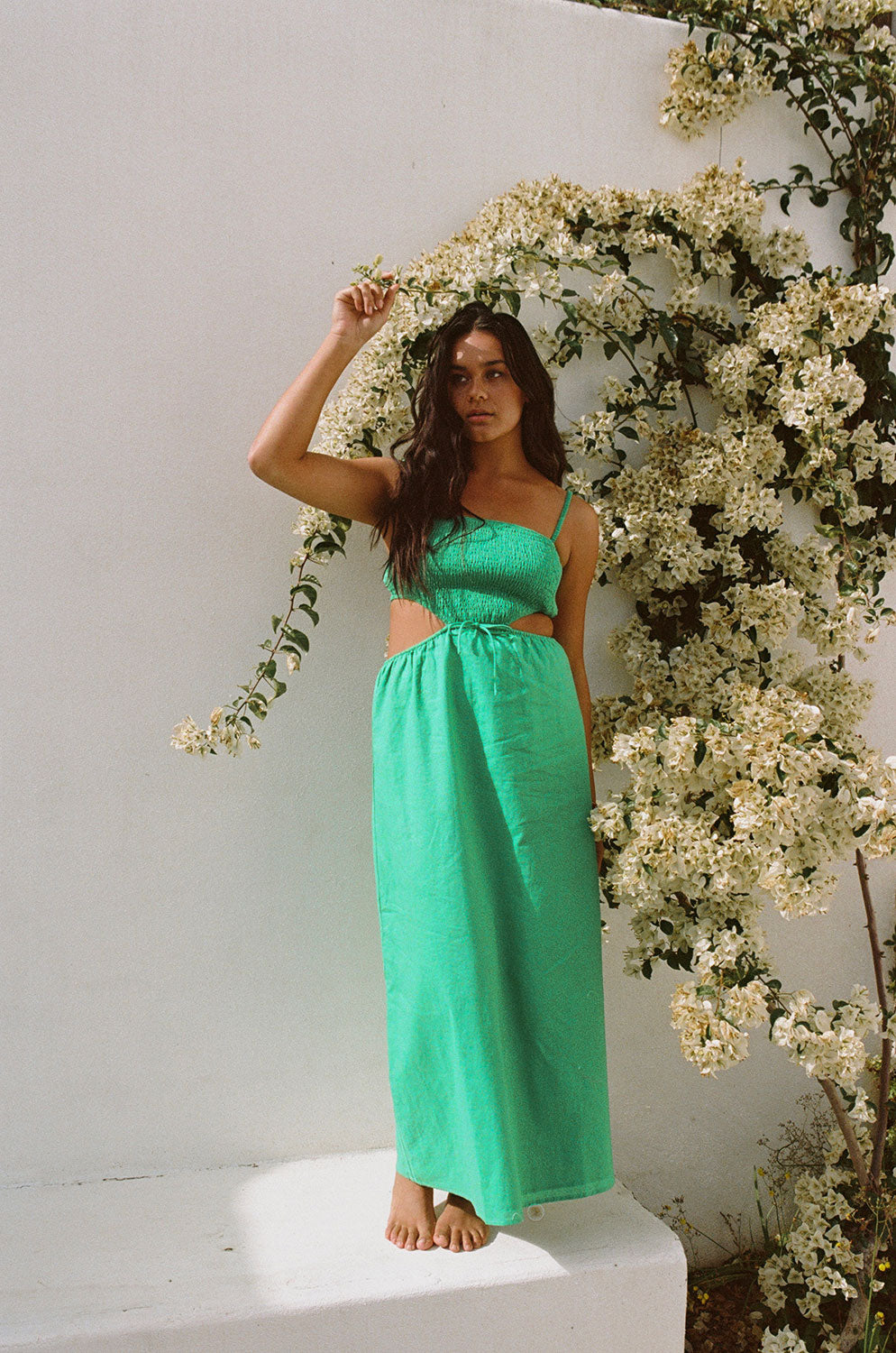 Sabo Exclusive Neeli Green Cotton Blend Midi Dress
