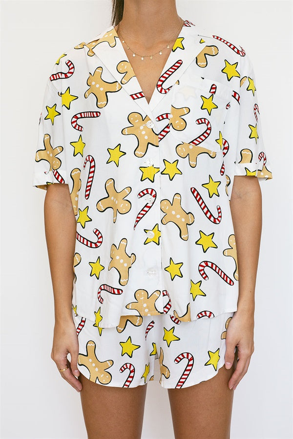 Christmas Gingerbread Themed Pajama Set for a Festive Holiday