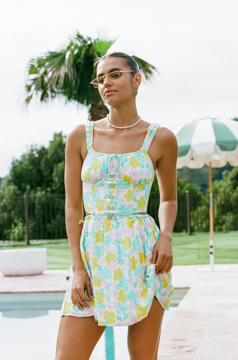 Spring Floral Viscose Linen Blend Women's Mase Dress
