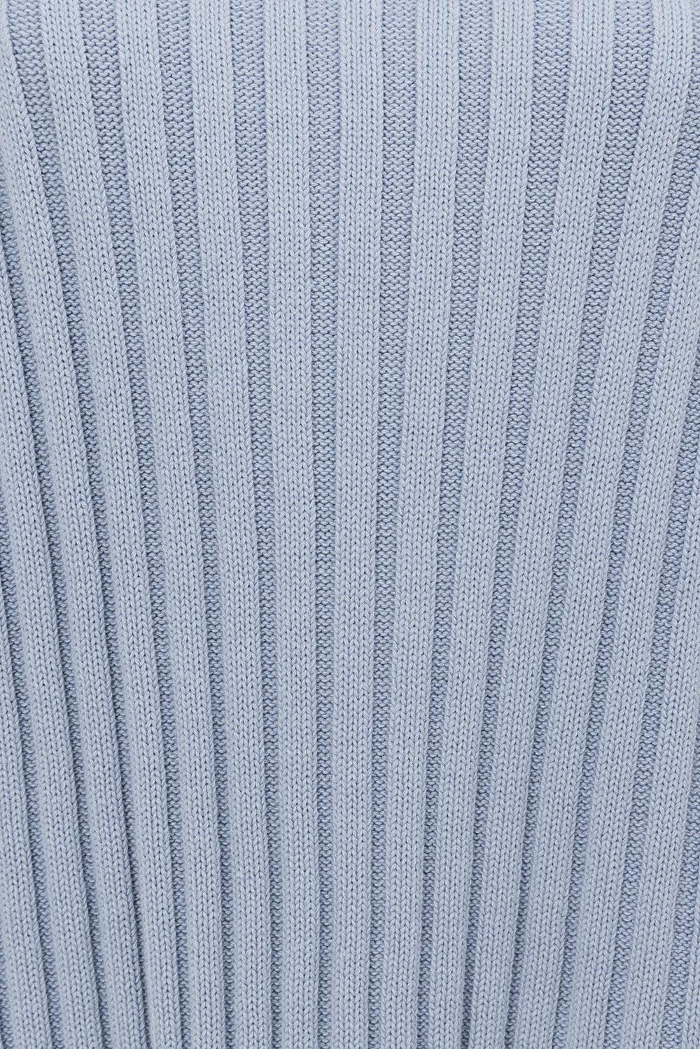 Sky Blue Ribbed Cotton Knit Celine Elastic Waist Full-Length Pants