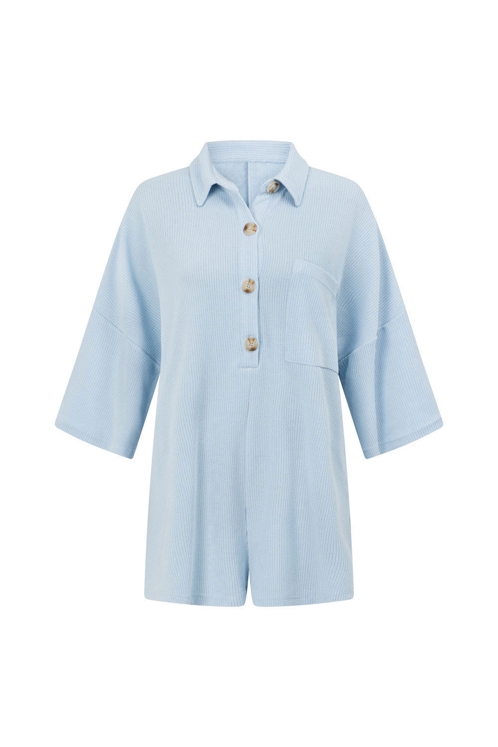 Sabo's Exclusive Sky Blue Milena Soft Ribbed Casual Playsuit
