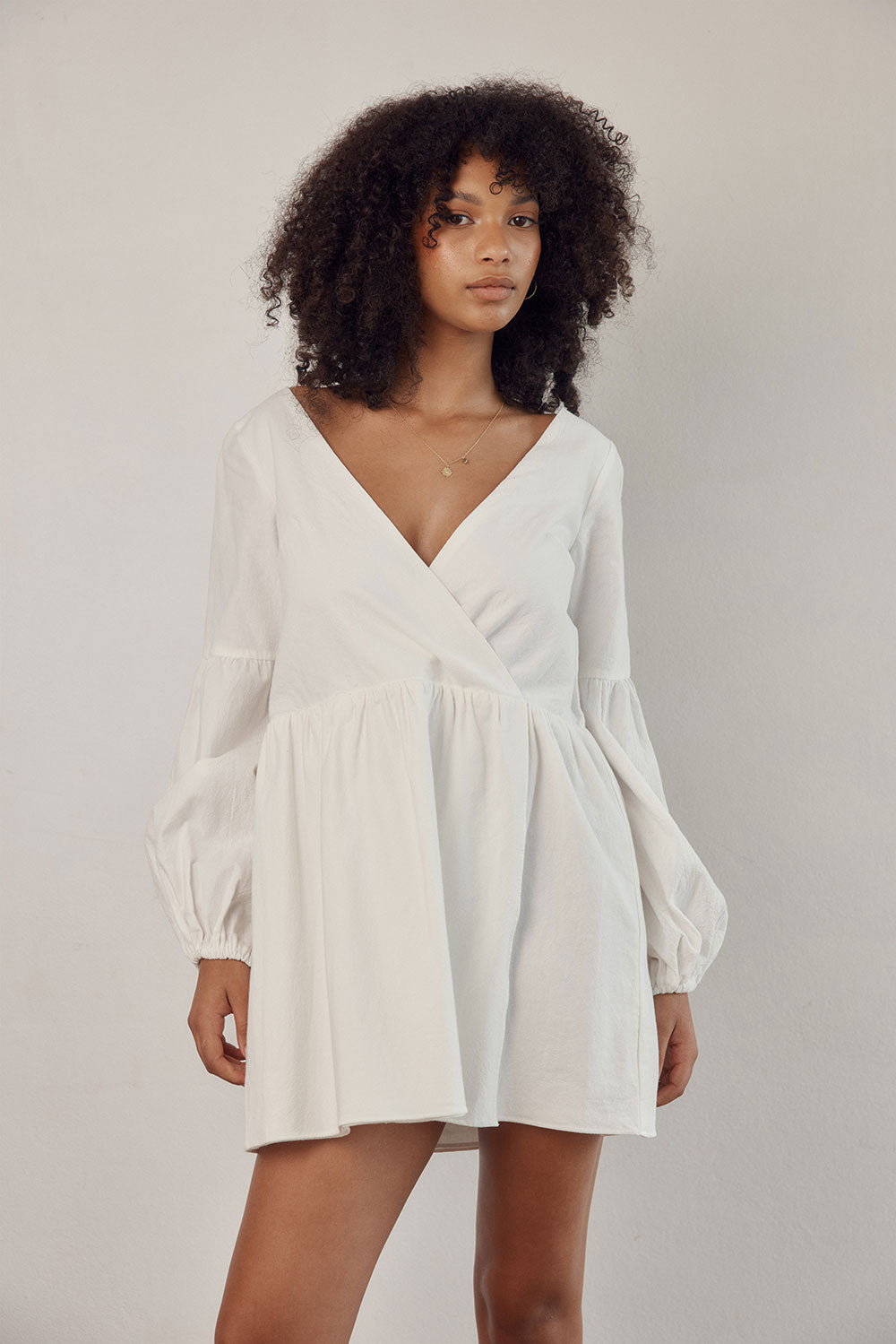 Fresh White Comfy and Cute Charlotte Dress with Puff Sleeves