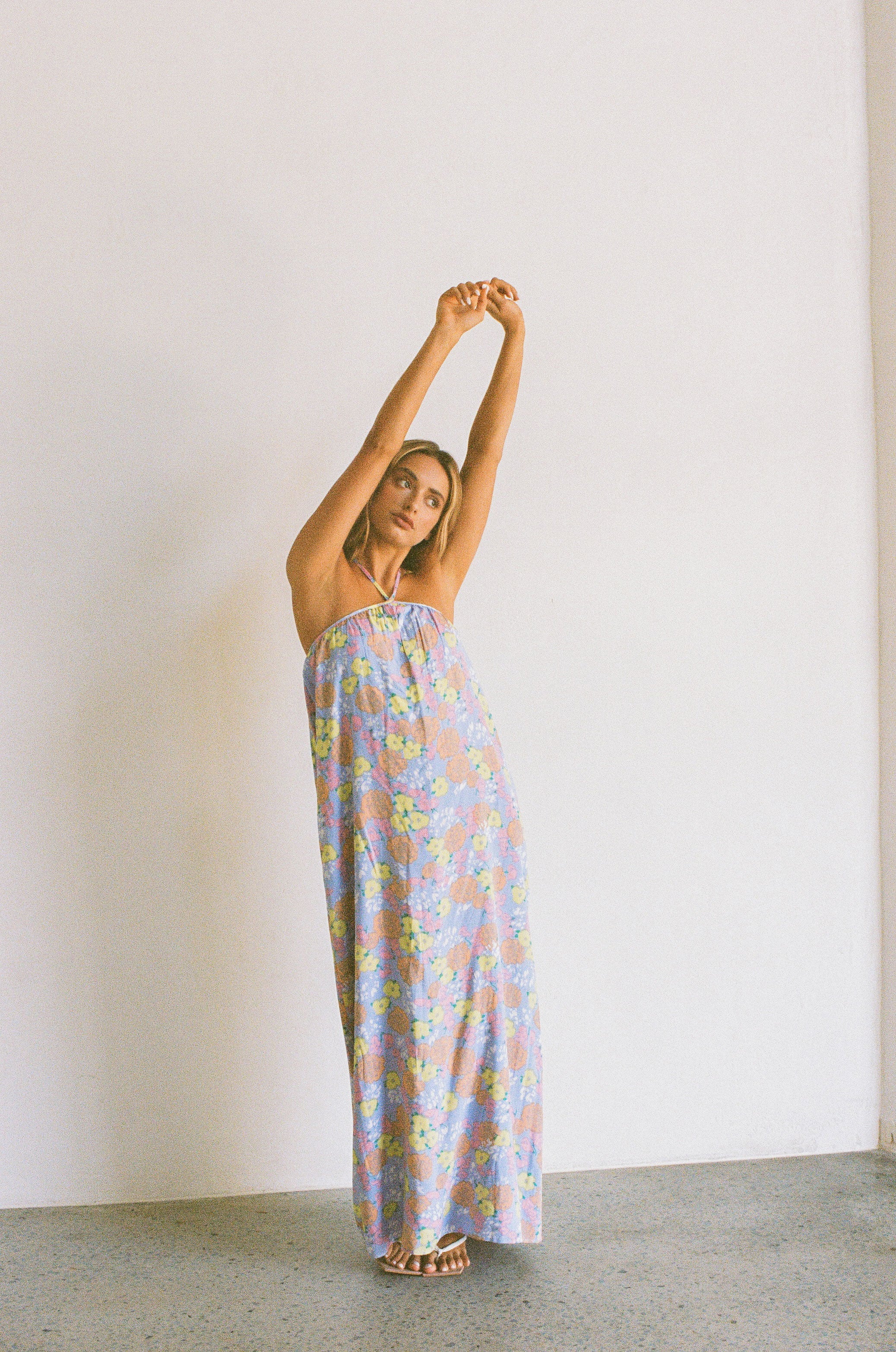 Exquisite Paragon Halter Neck Viscose Maxi Dress with Bryony Fiesta Print