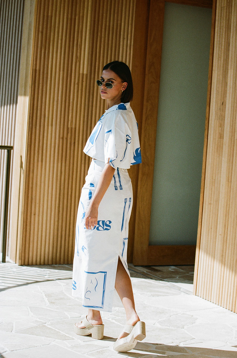 High - Quality Grenada Cotton Midi Skirt with Exclusive Print
