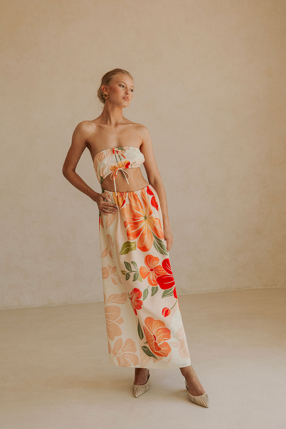 Exquisite Fei Dress with Exclusive Petal Scarf Print for Fashion - Forward Women