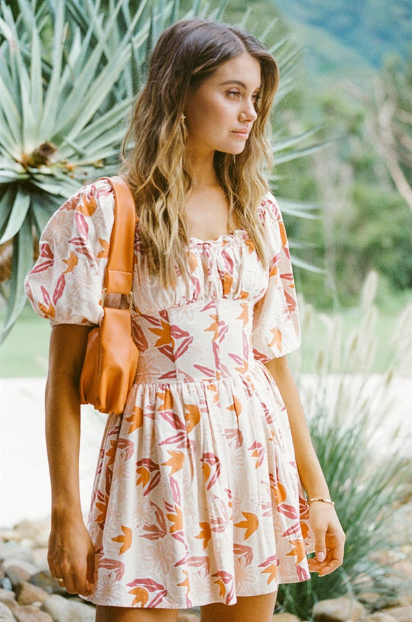 Women's Autumn-inspired Floral Cuba Corset Dress for a Flattering Look