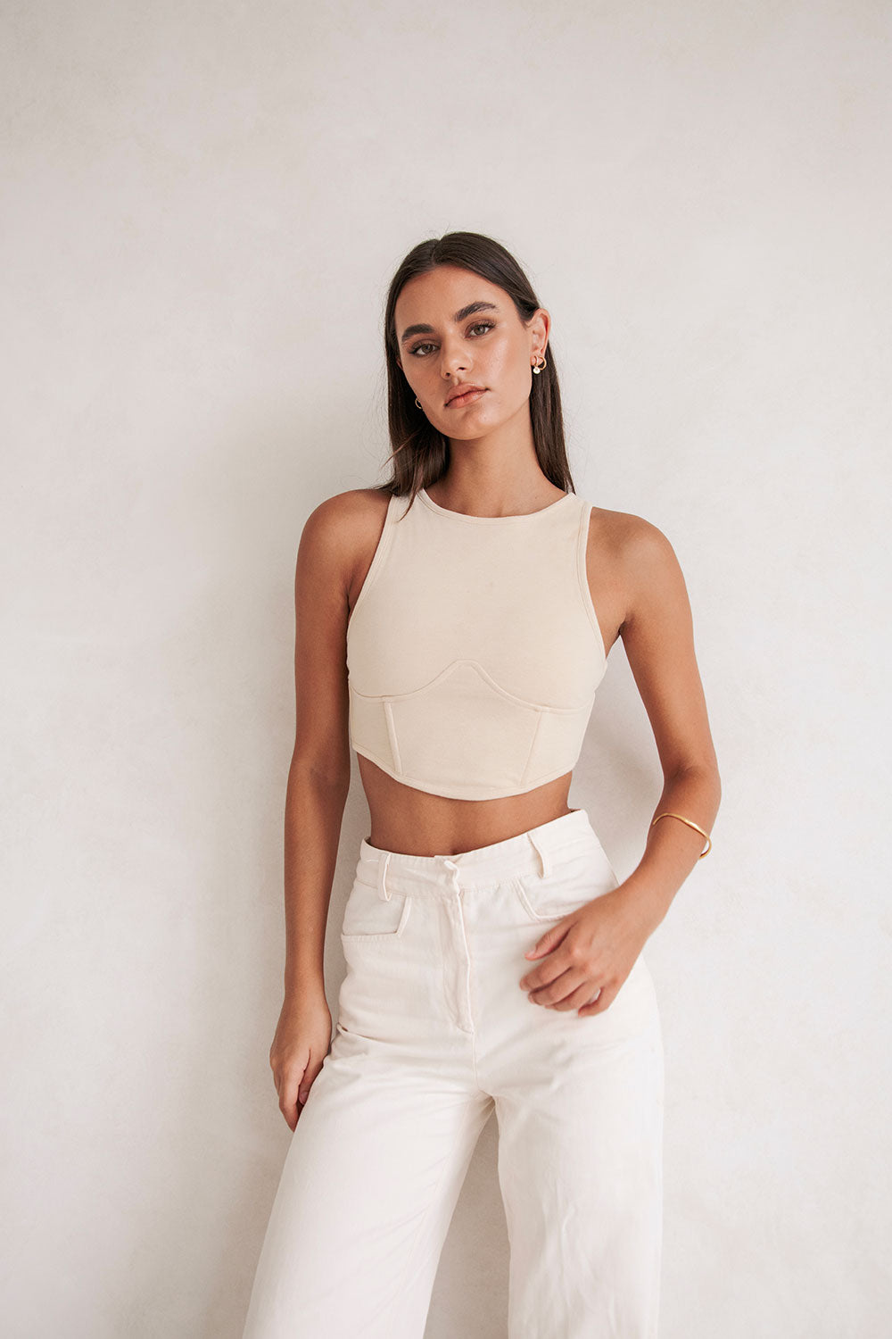 Adorable Beige Cotton Blend Alie Top for Stylish Outfits