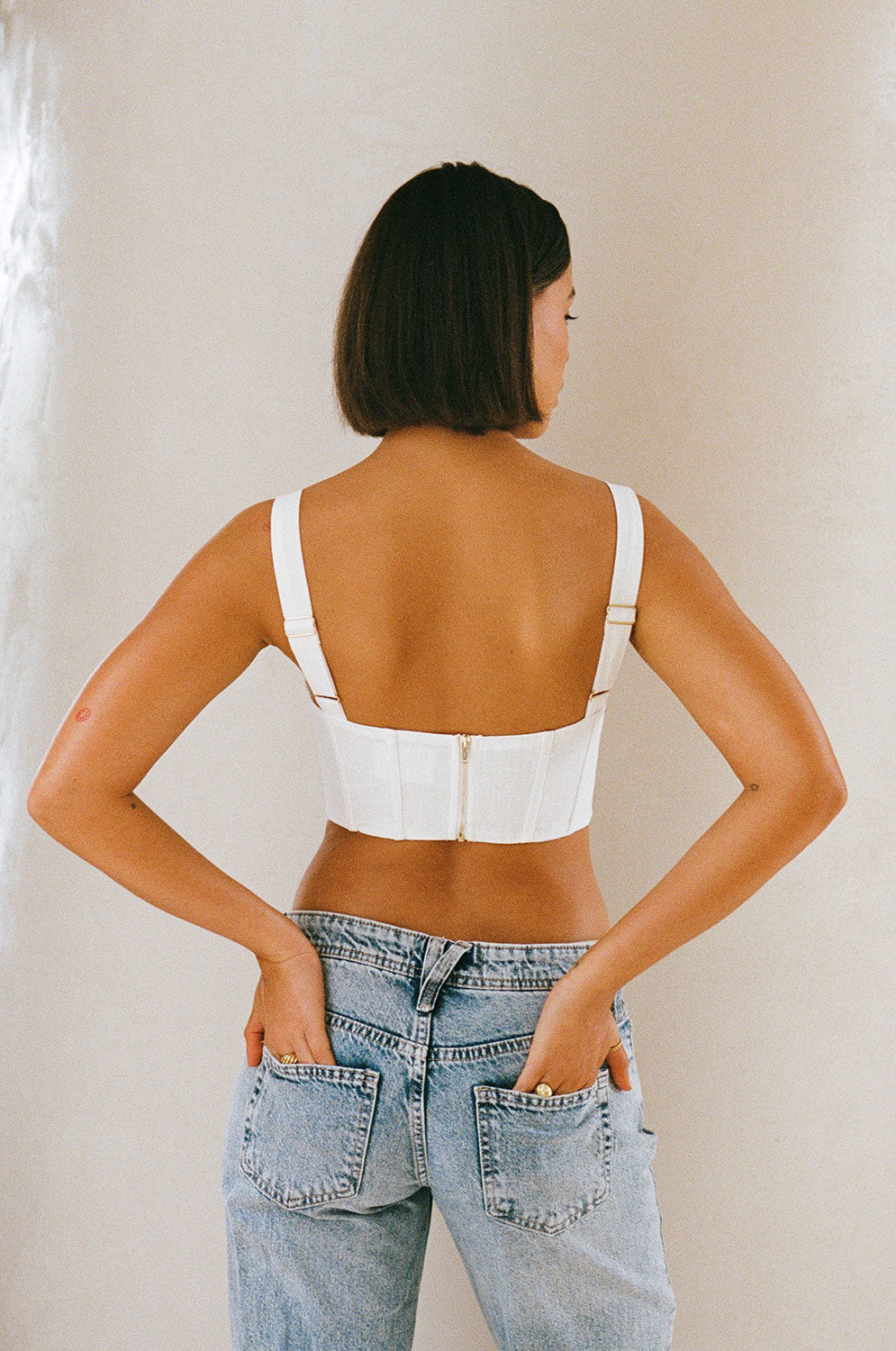 Exclusively Designed Sabo Arlo Women's Off-White Natural Cotton Corset Style Top