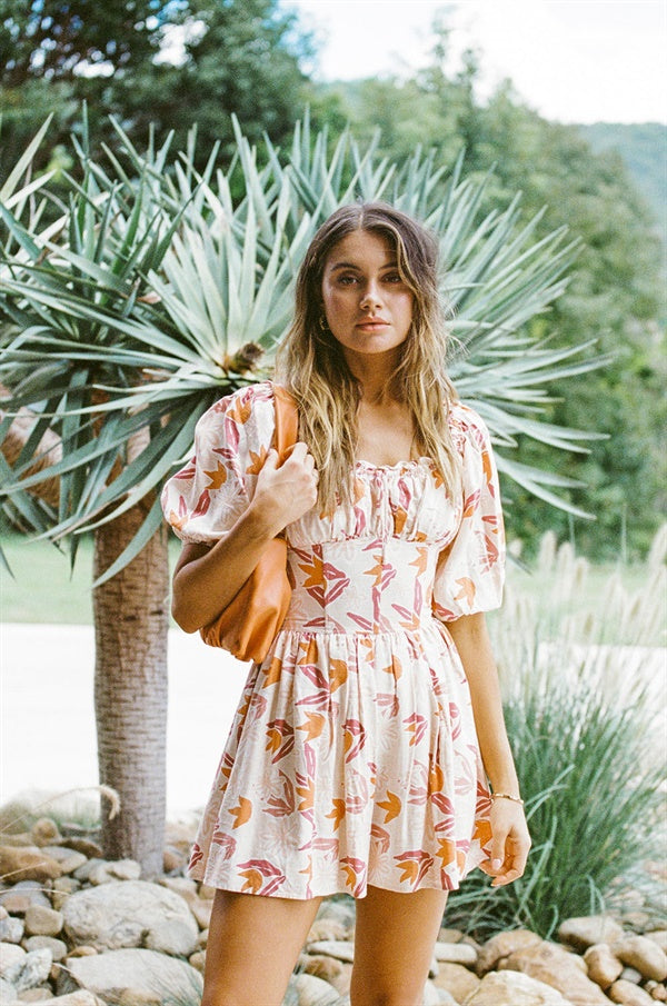 Women's Autumn-inspired Floral Cuba Corset Dress for a Flattering Look