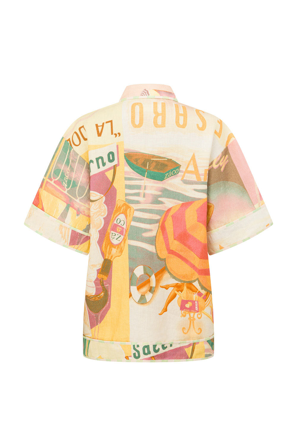 Exquisite Linen La Dolce Vita Women's Top with Beautiful Fiorire Rosa Print