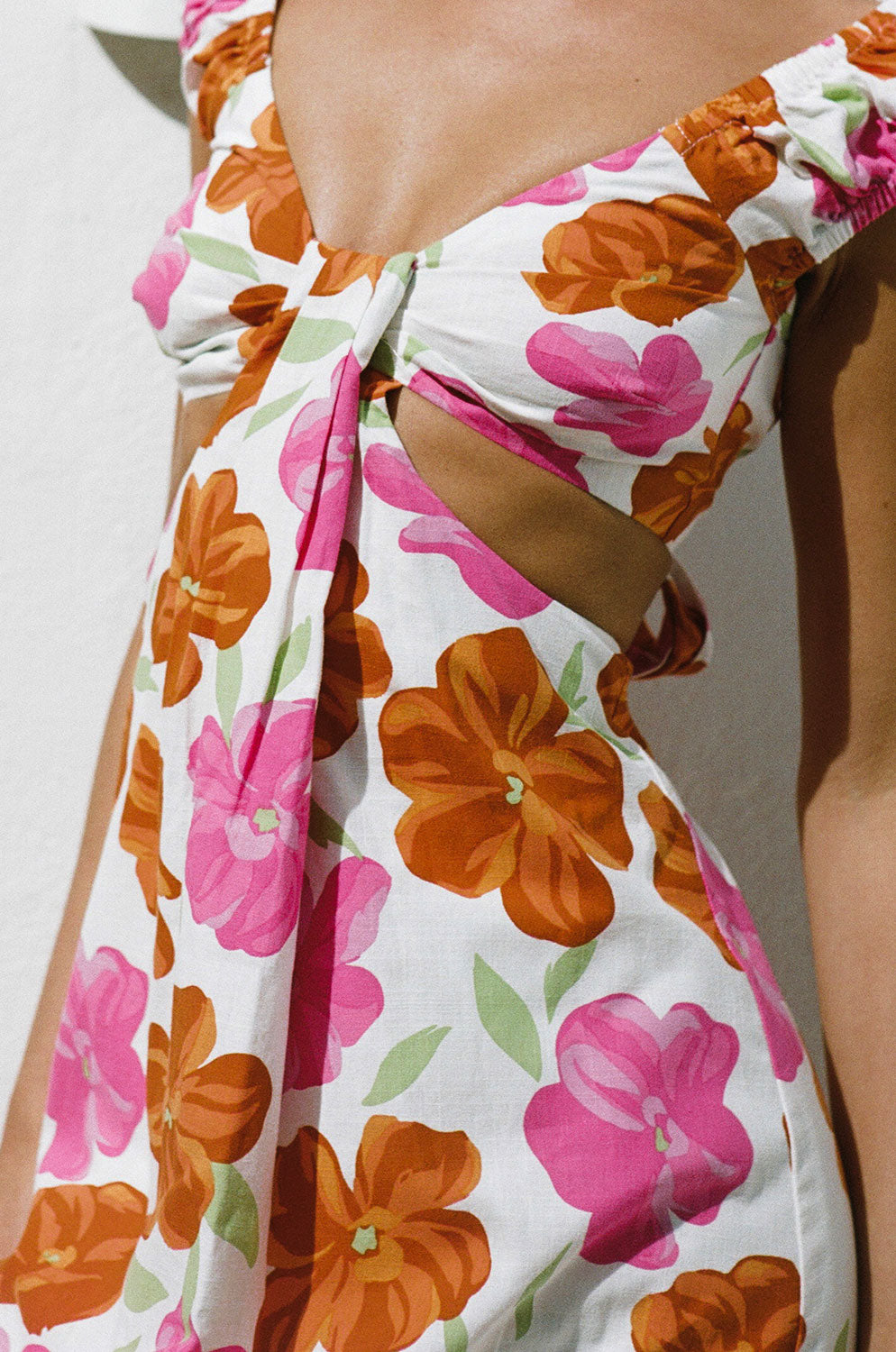 Exclusive Rosa Fill Printed High - Quality Natural Cotton Kameliya Midi Dress