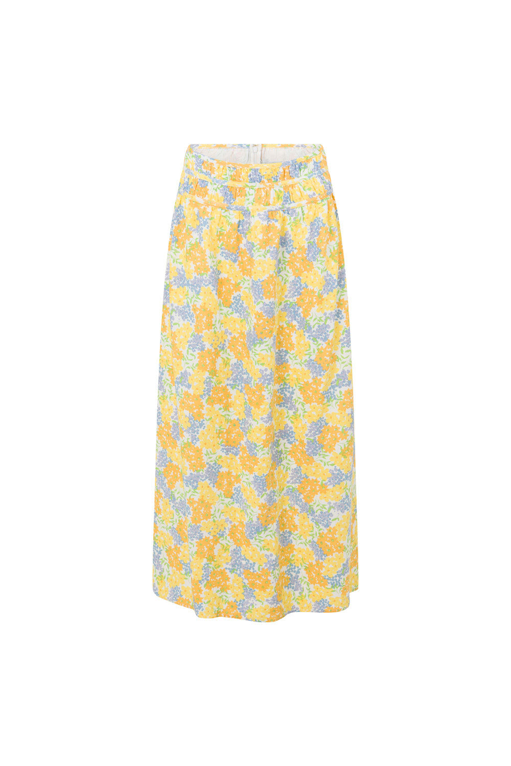 High - Quality Viscose Linen Danica Tropical Bud Floral Midi Skirt