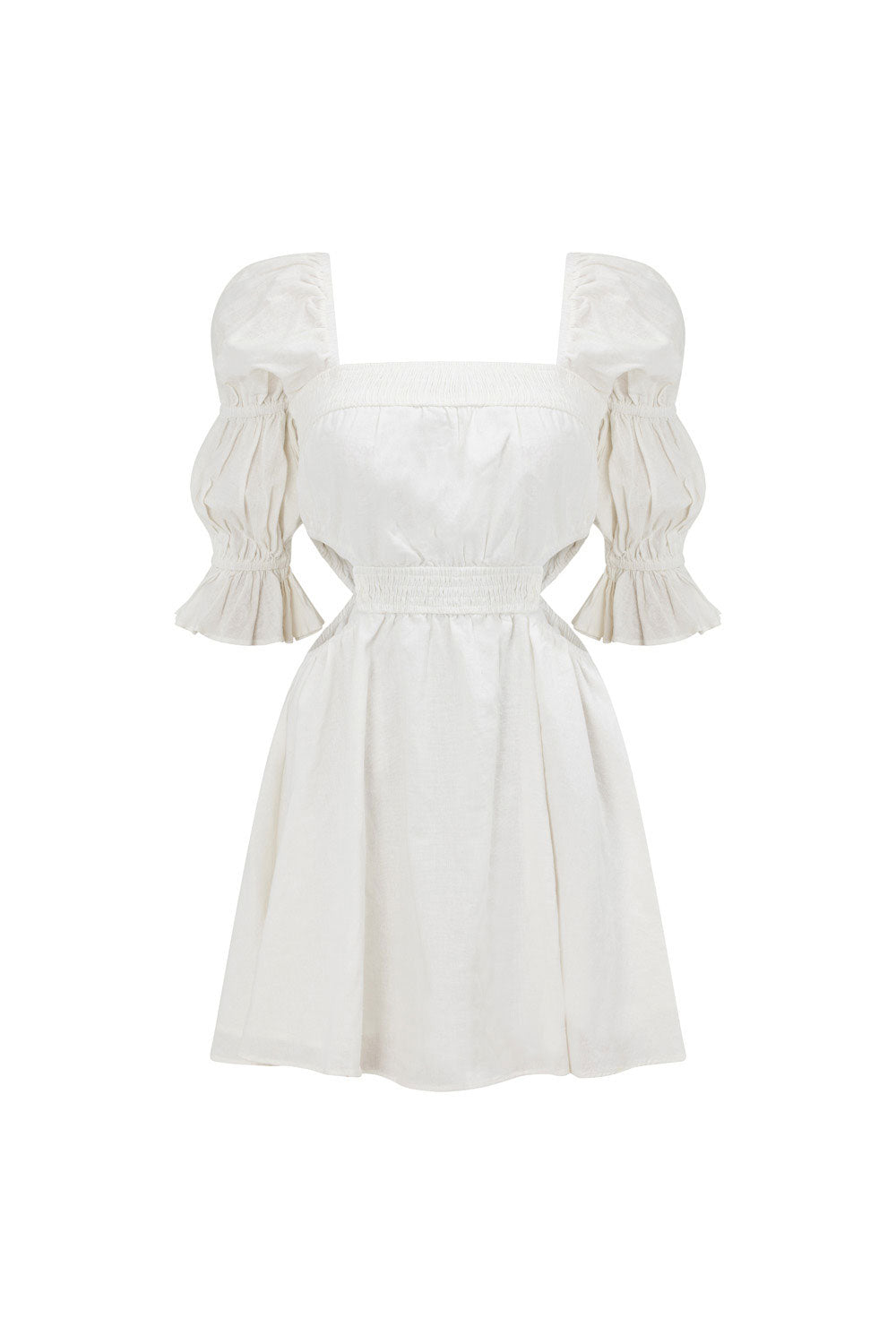 Feminine White Linen-Cotton Blend Vita Dress for Women