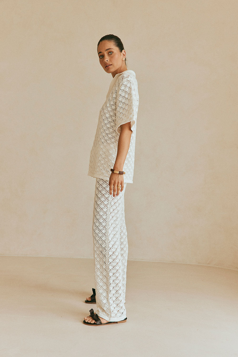 Stylish White Knit Aya Pants - Unique Sample Piece