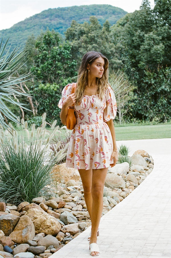 Women's Autumn-inspired Floral Cuba Corset Dress for a Flattering Look