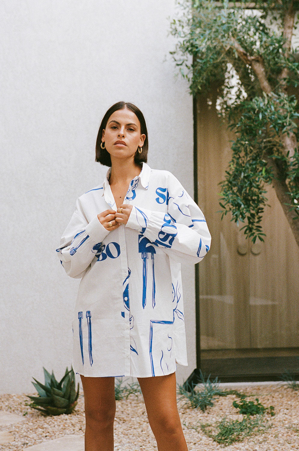 Exclusive Dainty Print Oversized Jay Cotton Shirt Dress