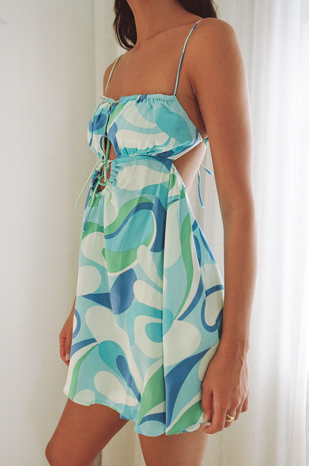 Sabo's Exclusively Designed Sadie Swirl Print Mini Dress Inspired by the 70s