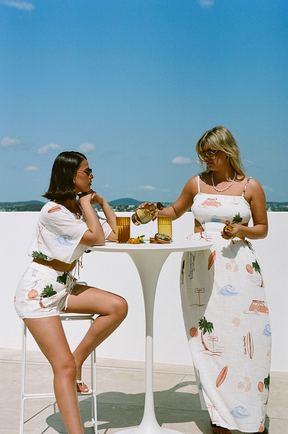 Exclusive Sabo Surf Print Backless Axelle Cotton Cheesecloth Dress