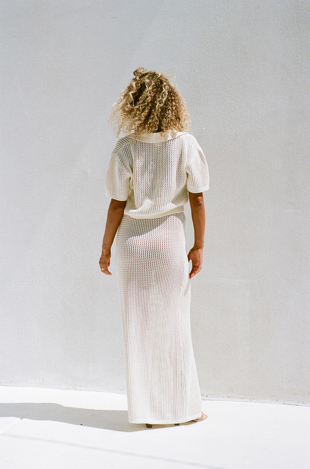 Exquisite Cream Mesh Cotton Ivy Maxi A - Line Skirt for Vacation Sunsets