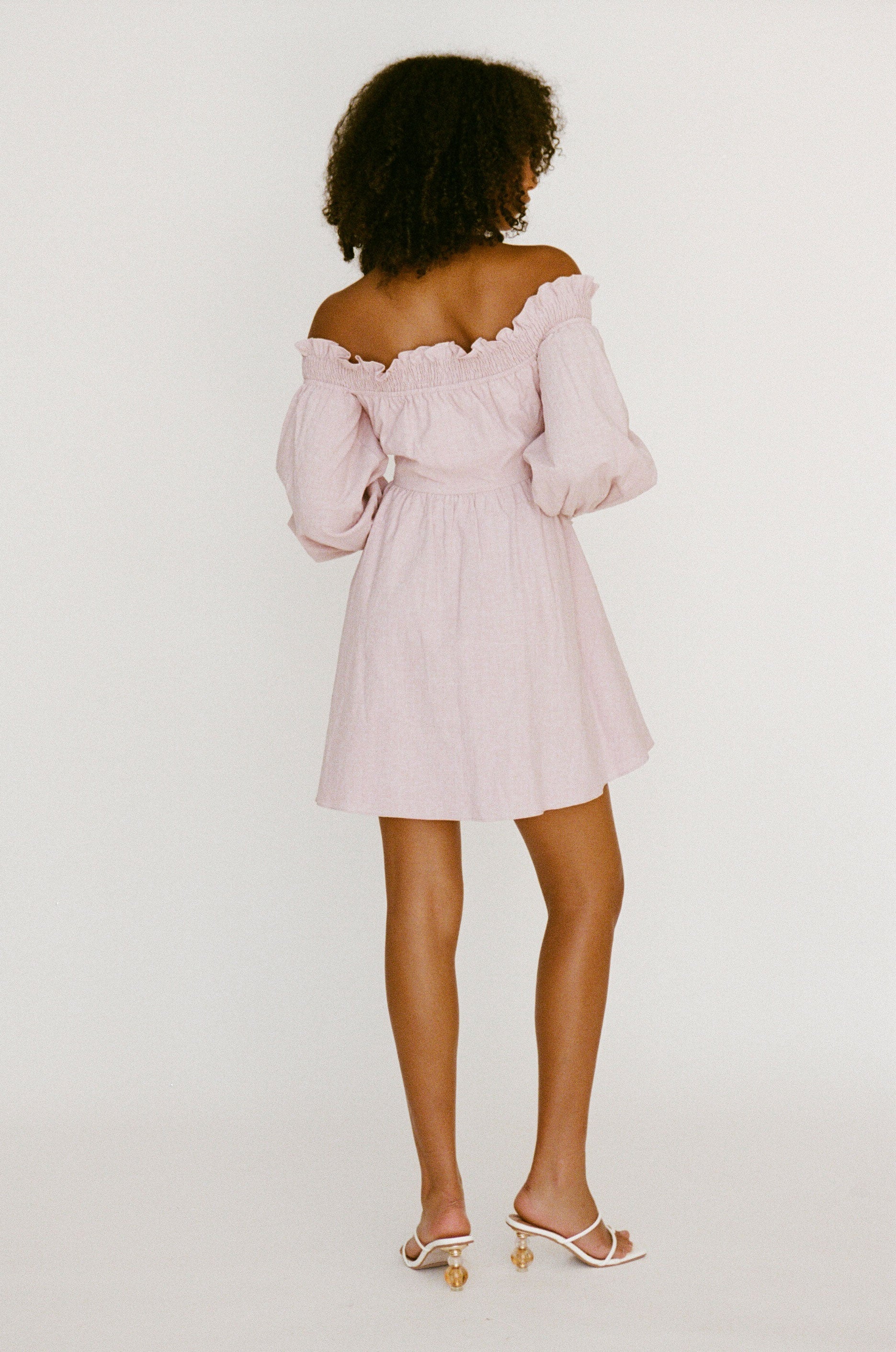 Sabo's Exclusively Designed Musky Pink High - Quality Natural Cotton Off - Shoulder Stella Dress