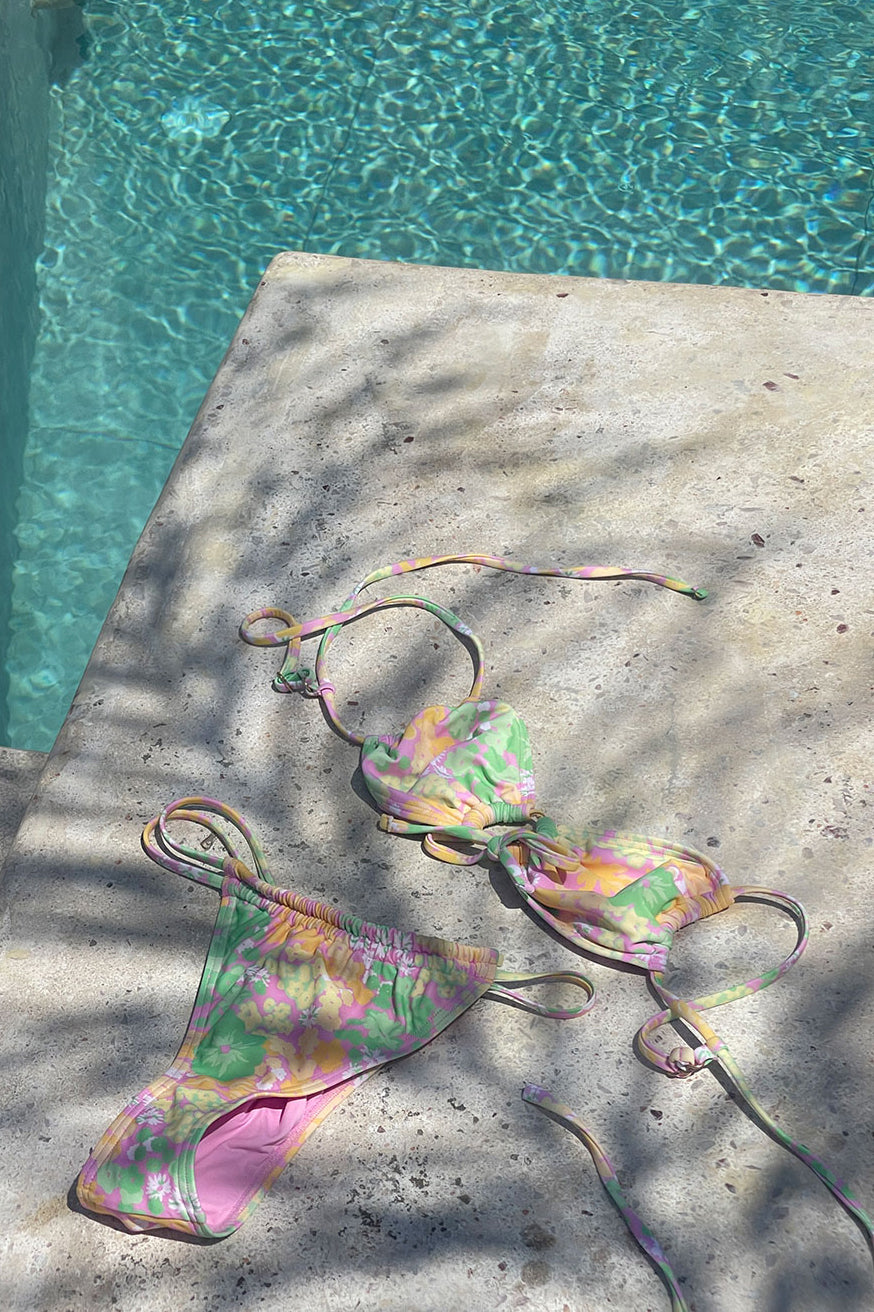 Exclusive Florescence Print Caya Adjustable Drawstring Swim Top