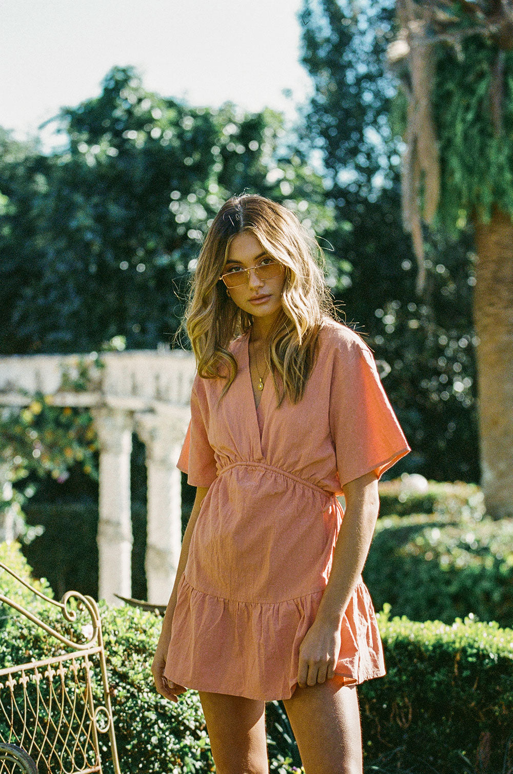 Stunning Dusty Orange Natural Cotton Wrenin Dress for Easy Wear