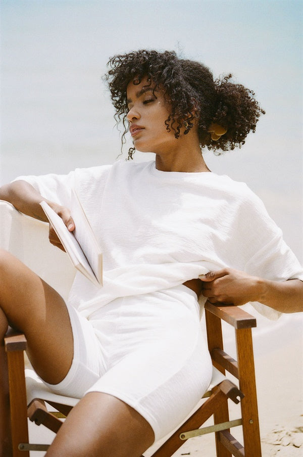 Soft Off - White Retro - Inspired Archer Tee with Half - Length Sleeves