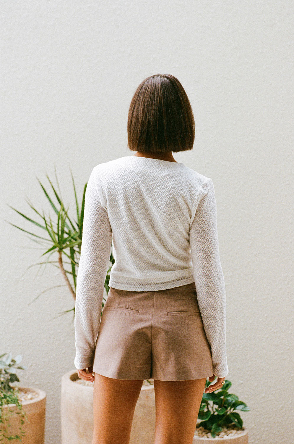 Sabo's Exclusive White Textured Massiel Top with Unique Details