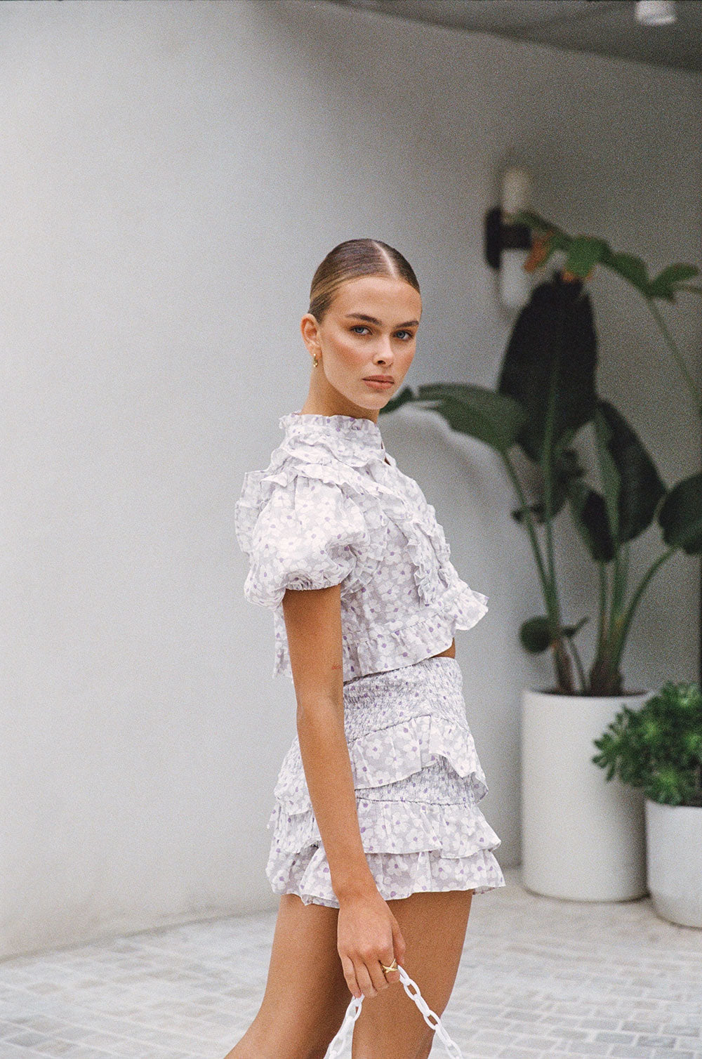 Exclusive Lilac Daze Floral Print Nico Top with Feminine Details
