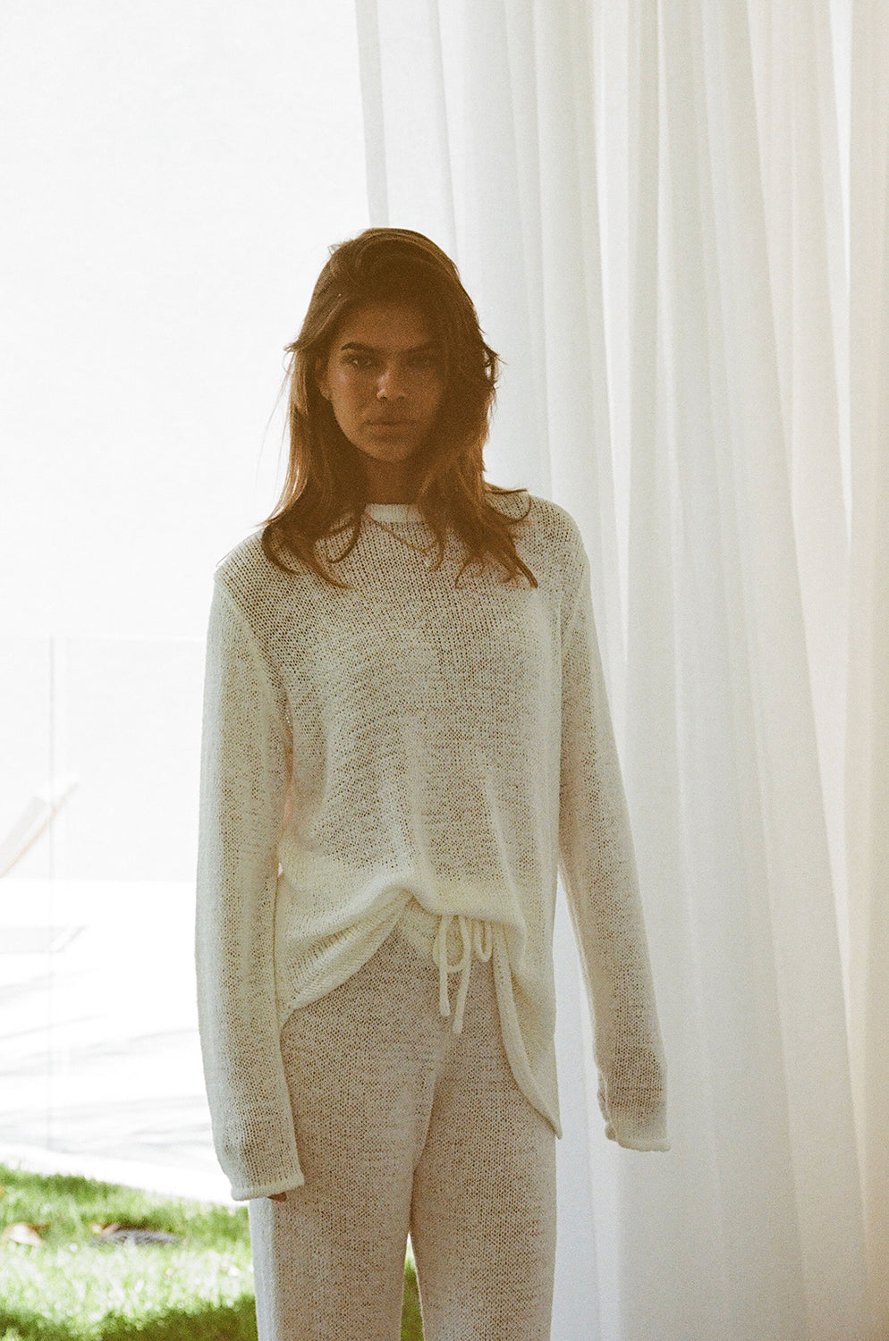 Ultra Comfy Cream Slouchy Knit Dharma High Waisted Pants